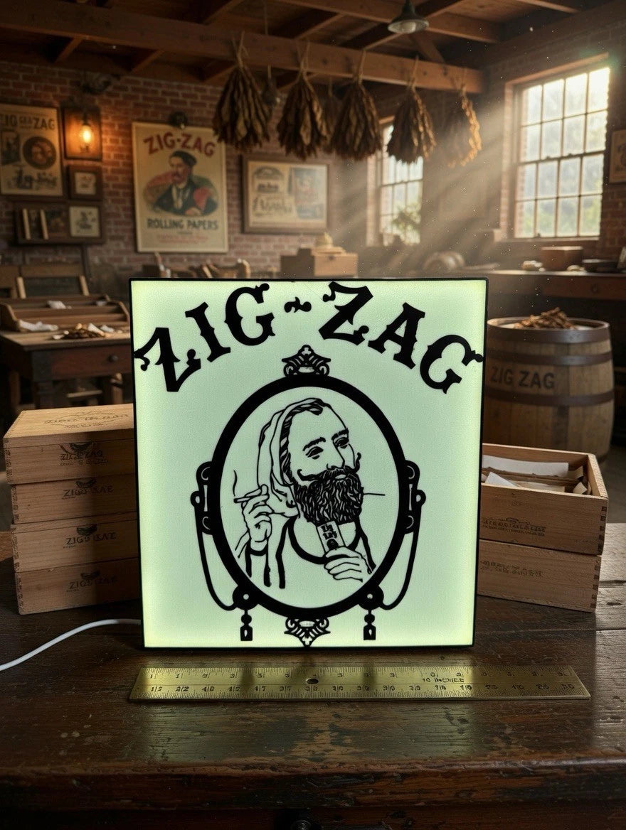 Zig Zag Man Light Up LED Neon Sign - Raw Hemp Rolling Smoking Vintage