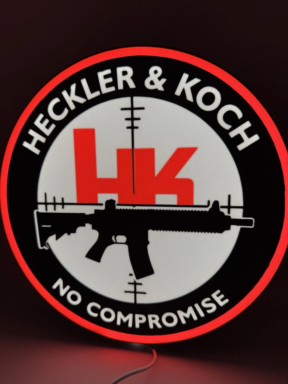 Heckler & Koch - No Compromise Light Up LED Neon Sign - H&K Shooting Rifle 2a