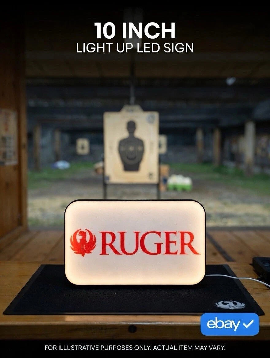 Ruger Firearms Light Up LED Neon Sign With USB- Reloading Shooting Hunting 2A