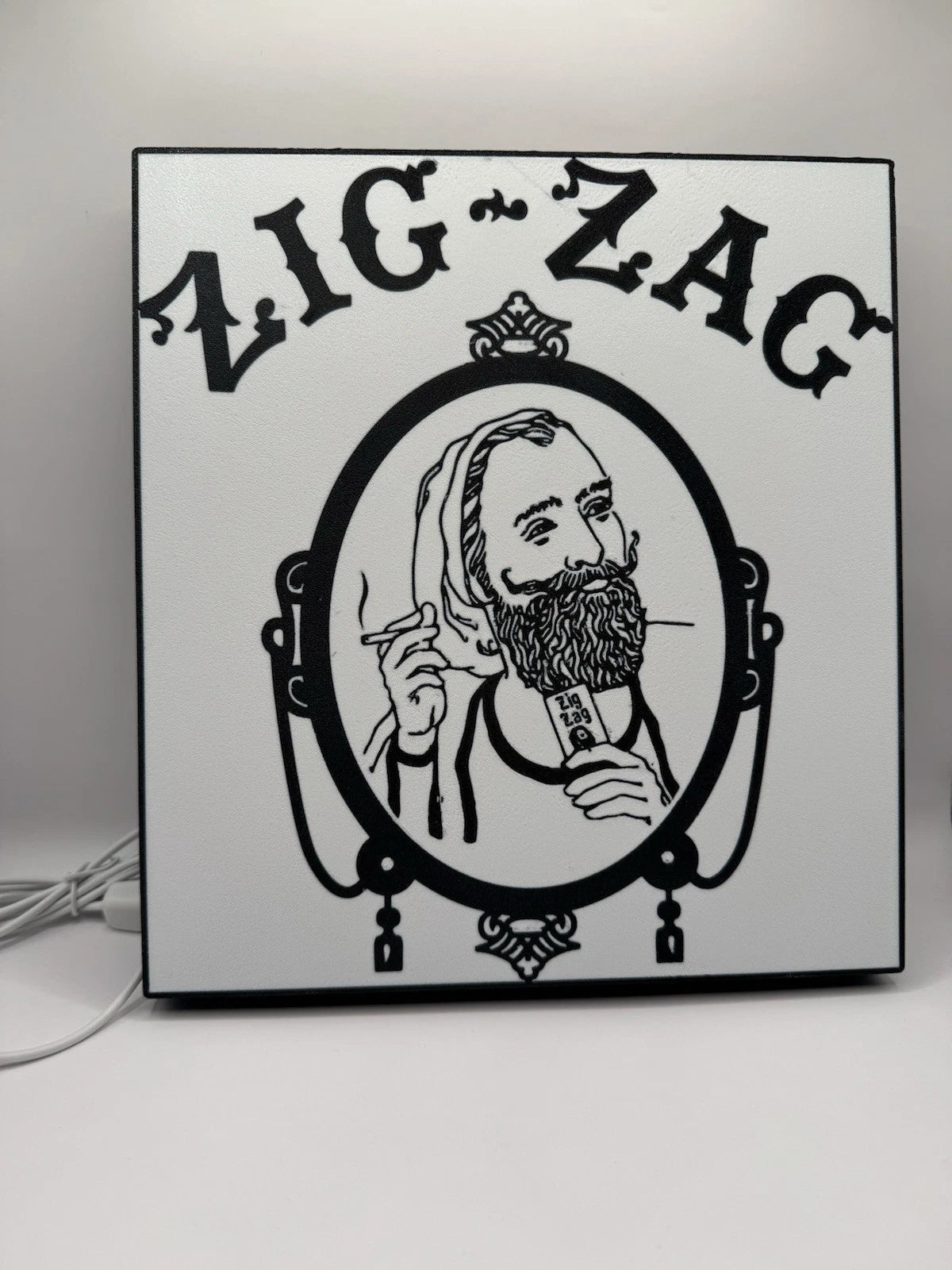 Zig Zag Man Light Up LED Neon Sign - Raw Hemp Rolling Smoking Vintage