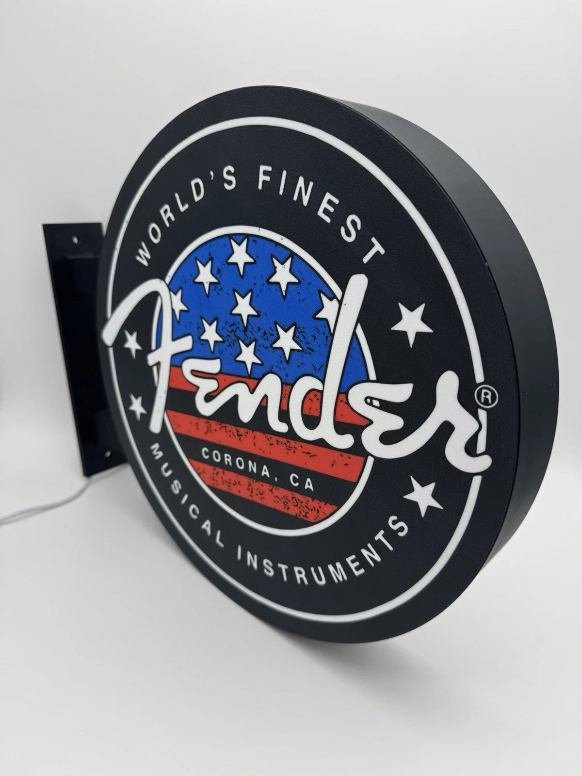Fender Guitars 13”  Pub Style Dual Side Light Up LED Sign Gas Station Mancave