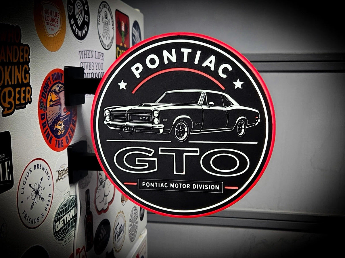 Pontiac GTO 13”  Pub Style Dual Side Light Up LED Sign Pub Bar Mancave