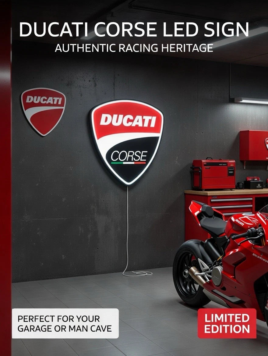 Ducati Motorcycle Corse Light Up LED Sign Monster Panigale Hypermotard Diavel