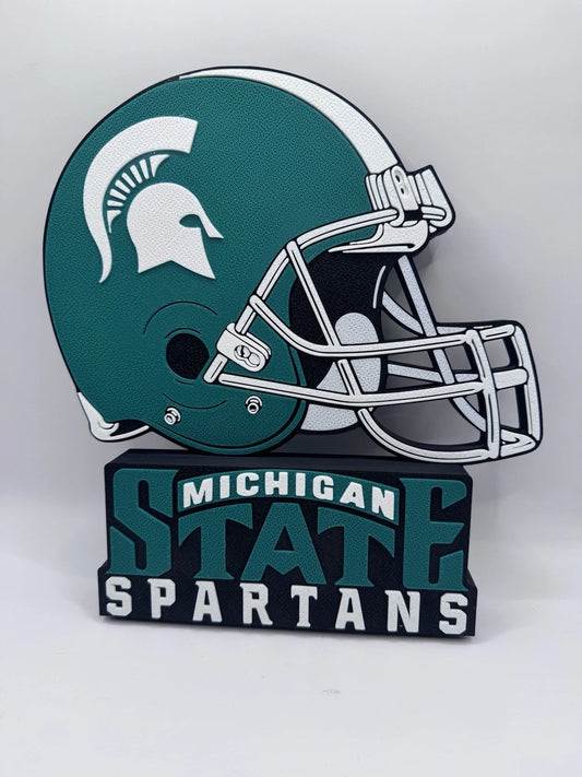 Michigan State University Spartans Football Helmet 3D Wall Sign Man Cave Decor