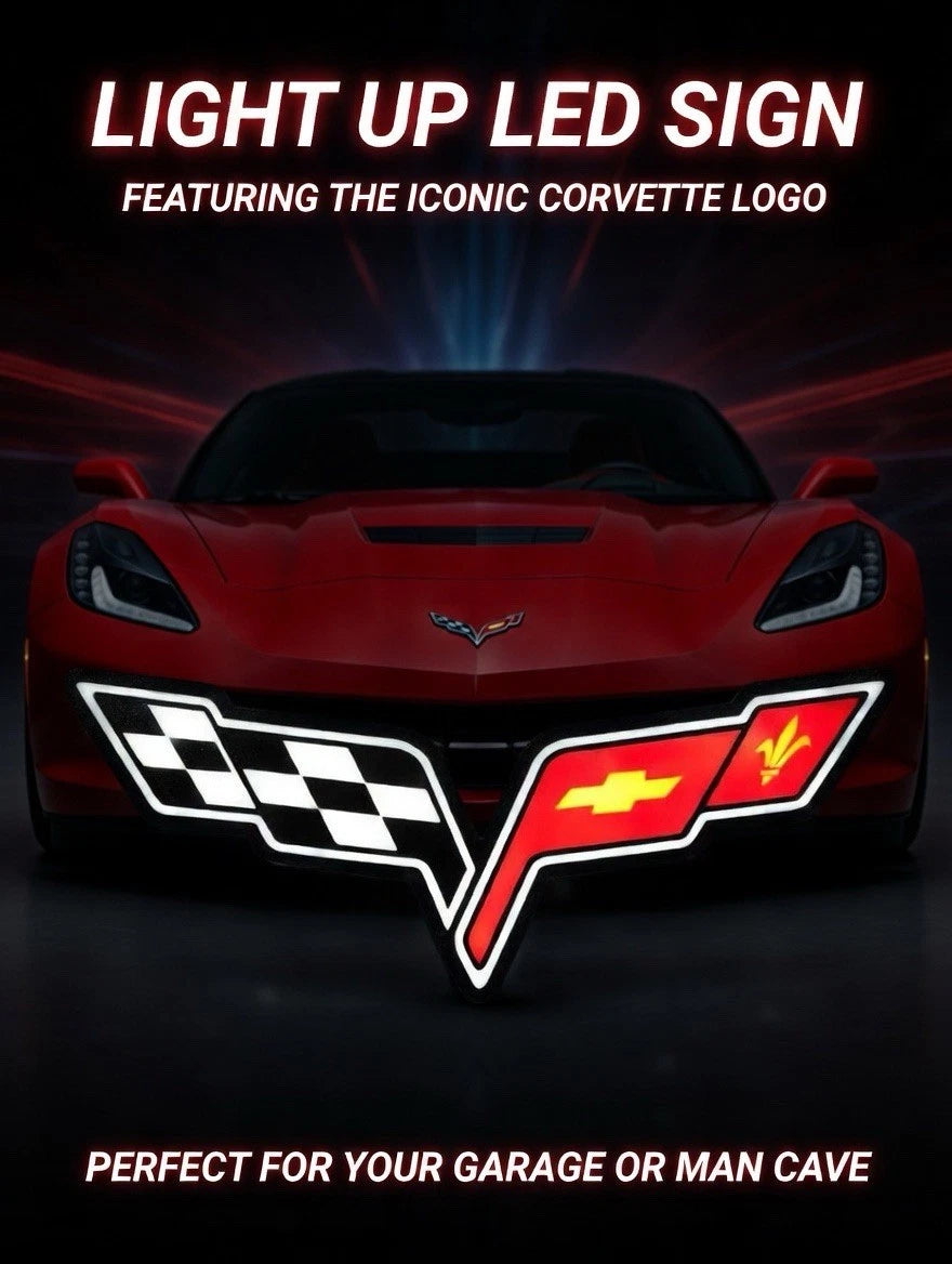 Corvette Chevrolet Chevy 10" Light Up LED Sign C7 C6 Z06 LT1