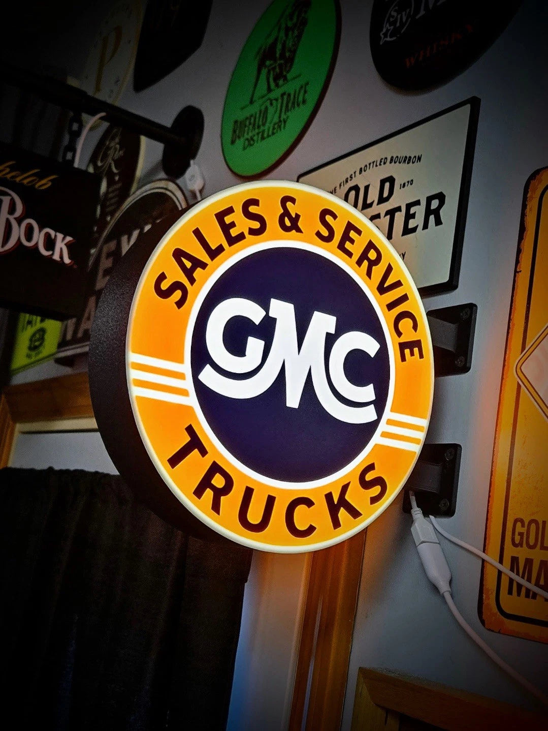 GMC Trucks Vintage  13”  Pub Style Dual Side Light Up LED Sign General Motors
