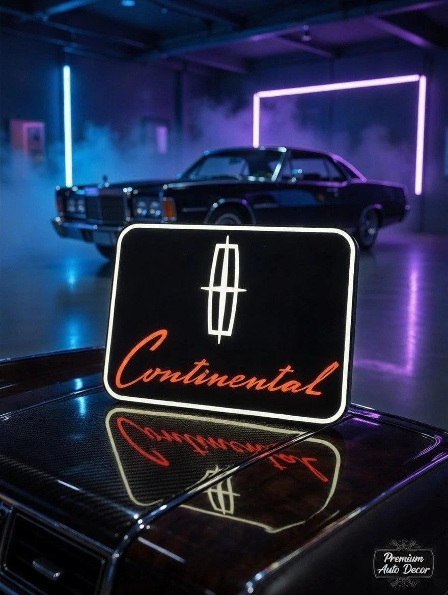 Lincoln Continental Light Up LED Neon Sign Vintage Cars Man Cave Collectors Ford