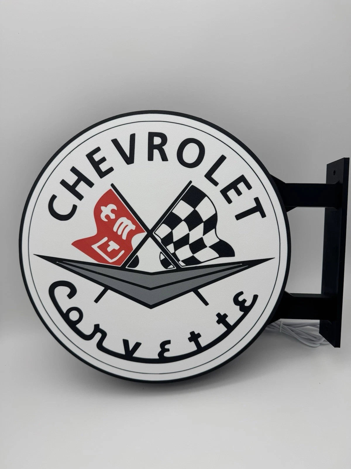 Chevrolet Corvette 13”  Pub Style Dual Side Light Up LED Sign Mancave Garage Pub