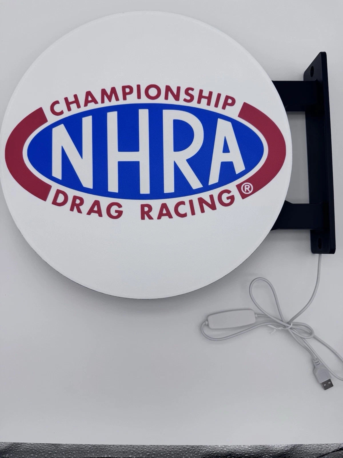 NHRA Drag Racing Pub Style Dual Side Light Up LED Sign Bar Man Cave Wall Decor