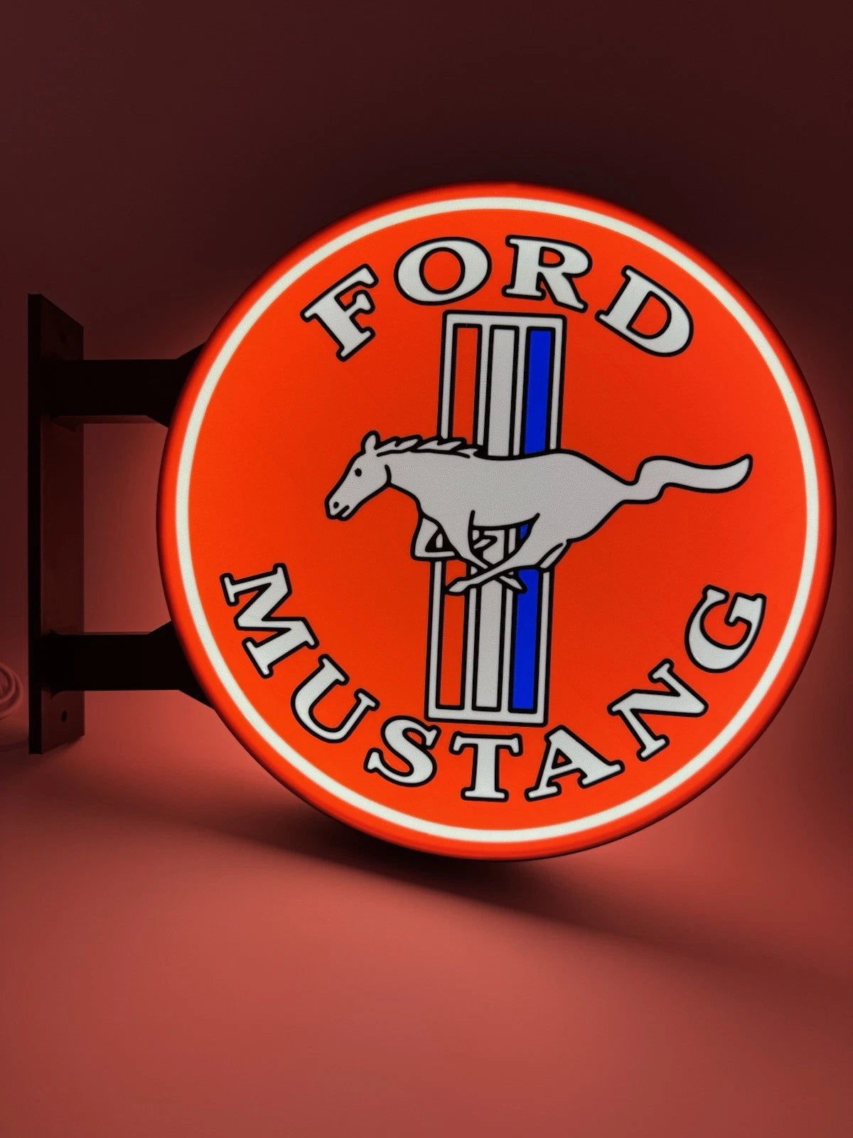 Ford Mustang  13”  Pub Style Dual Side Light Up LED Sign Garage Mancave Pub