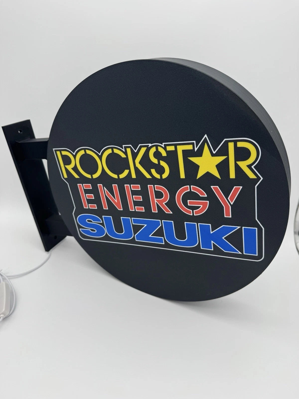 Rockstar Energy Suzuki Pub Style Dual Side Light Up LED Sign Bar Man Cave Wall