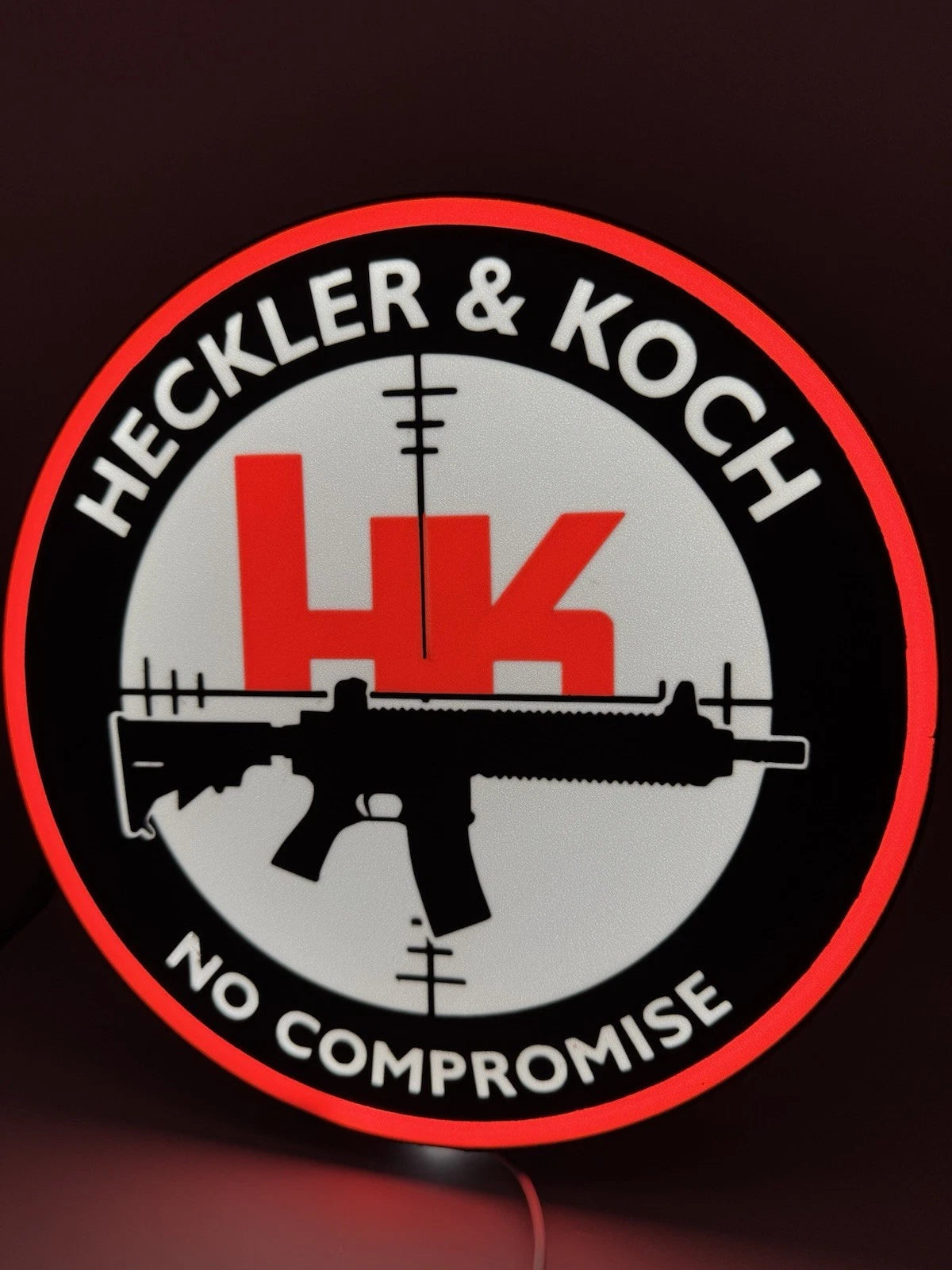 Heckler & Koch - No Compromise Light Up LED Neon Sign - H&K Shooting Rifle 2a