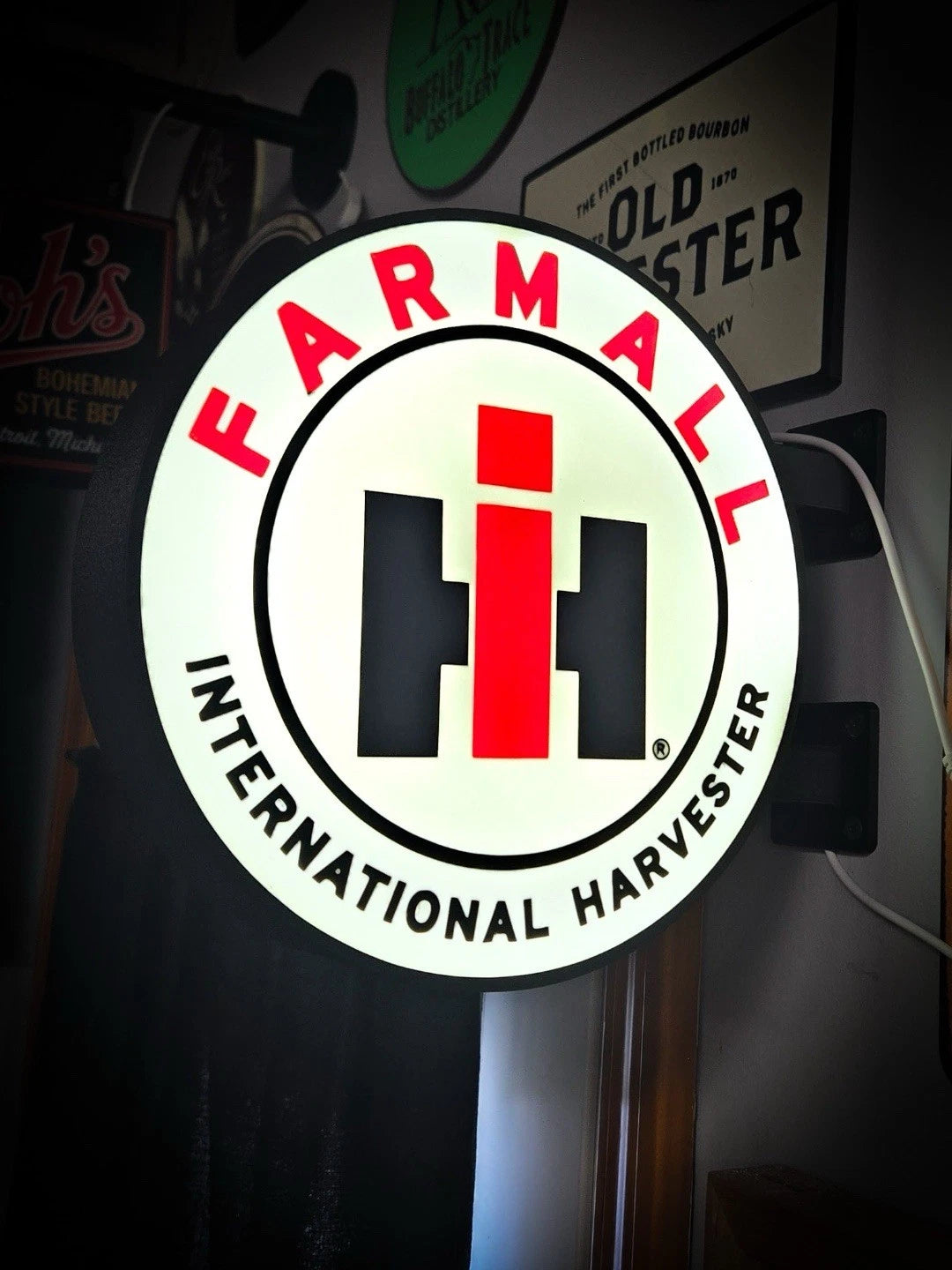 International Harvester Farmall 13”  Pub Style Dual Side Light Up LED Sign