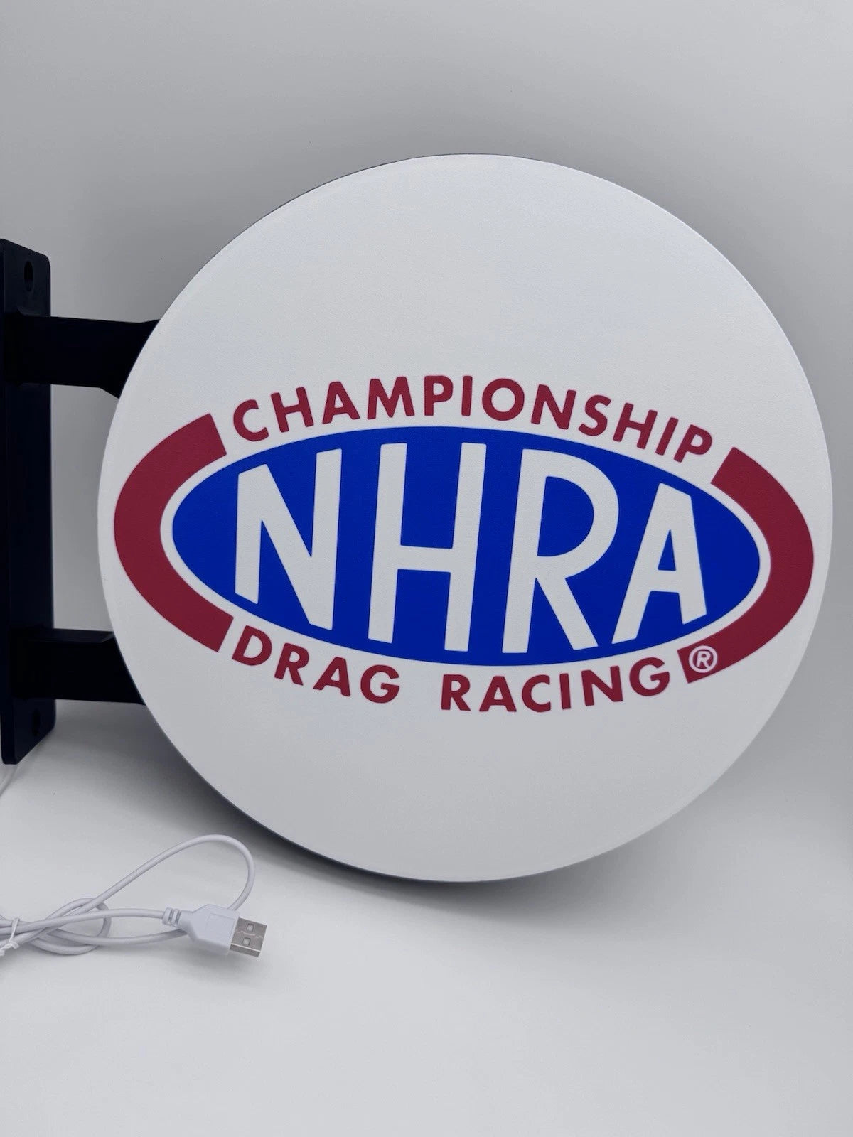 NHRA Drag Racing Pub Style Dual Side Light Up LED Sign Bar Man Cave Wall Decor