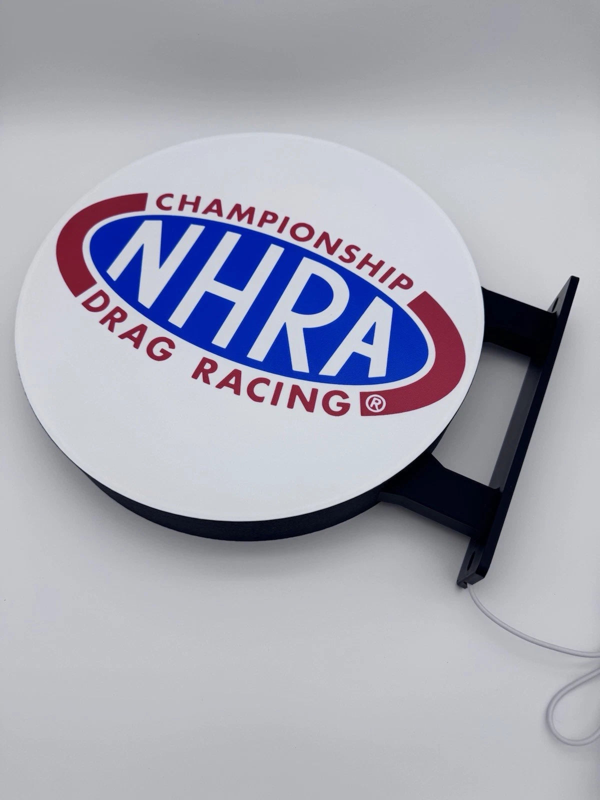 NHRA Drag Racing Pub Style Dual Side Light Up LED Sign Bar Man Cave Wall Decor
