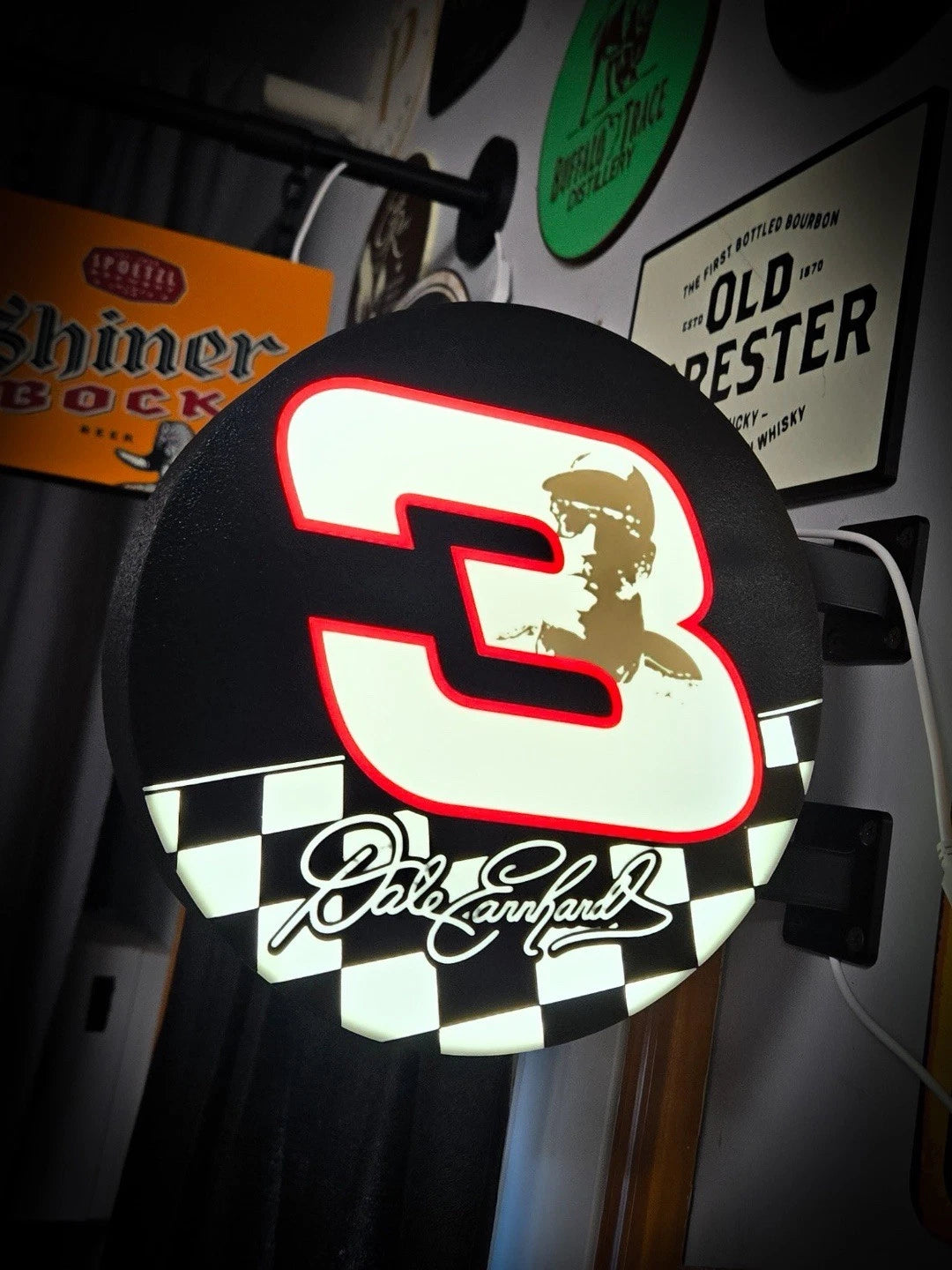 Dale Earnhardt #3  13”  Pub Style Dual Side Light Up LED Sign Pub Bar Nascar