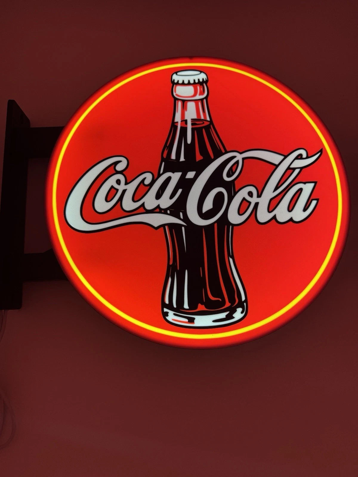 Coca Cola Classic Pub Style Dual Side Light Up LED Sign Bar Man Cave Wall Decor
