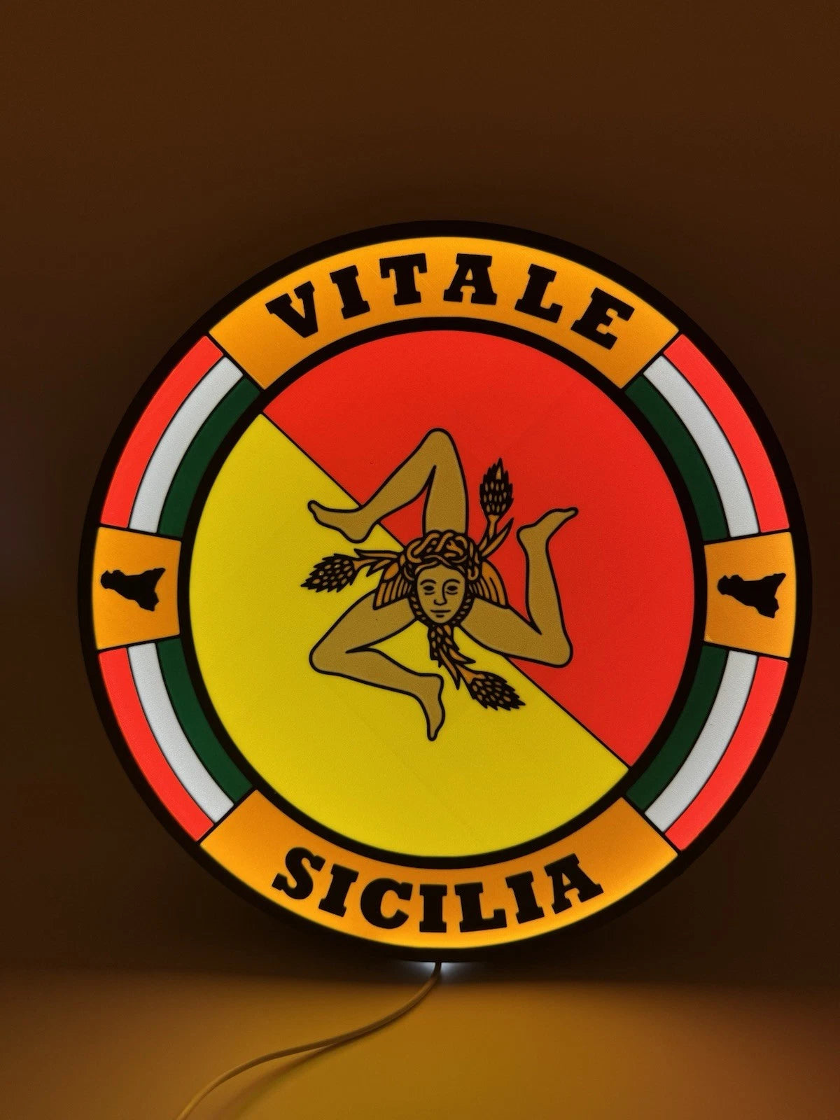 Custom 13” Sicily Italy Last Name Light Up LED Sign With USB Power