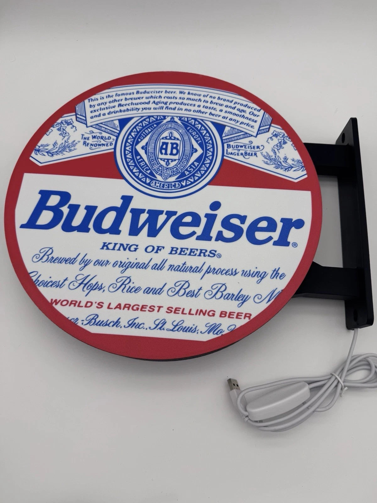 Budweiser Beer - 13”  Pub Style Dual Side Light Up LED Sign Pub Bar Mancave