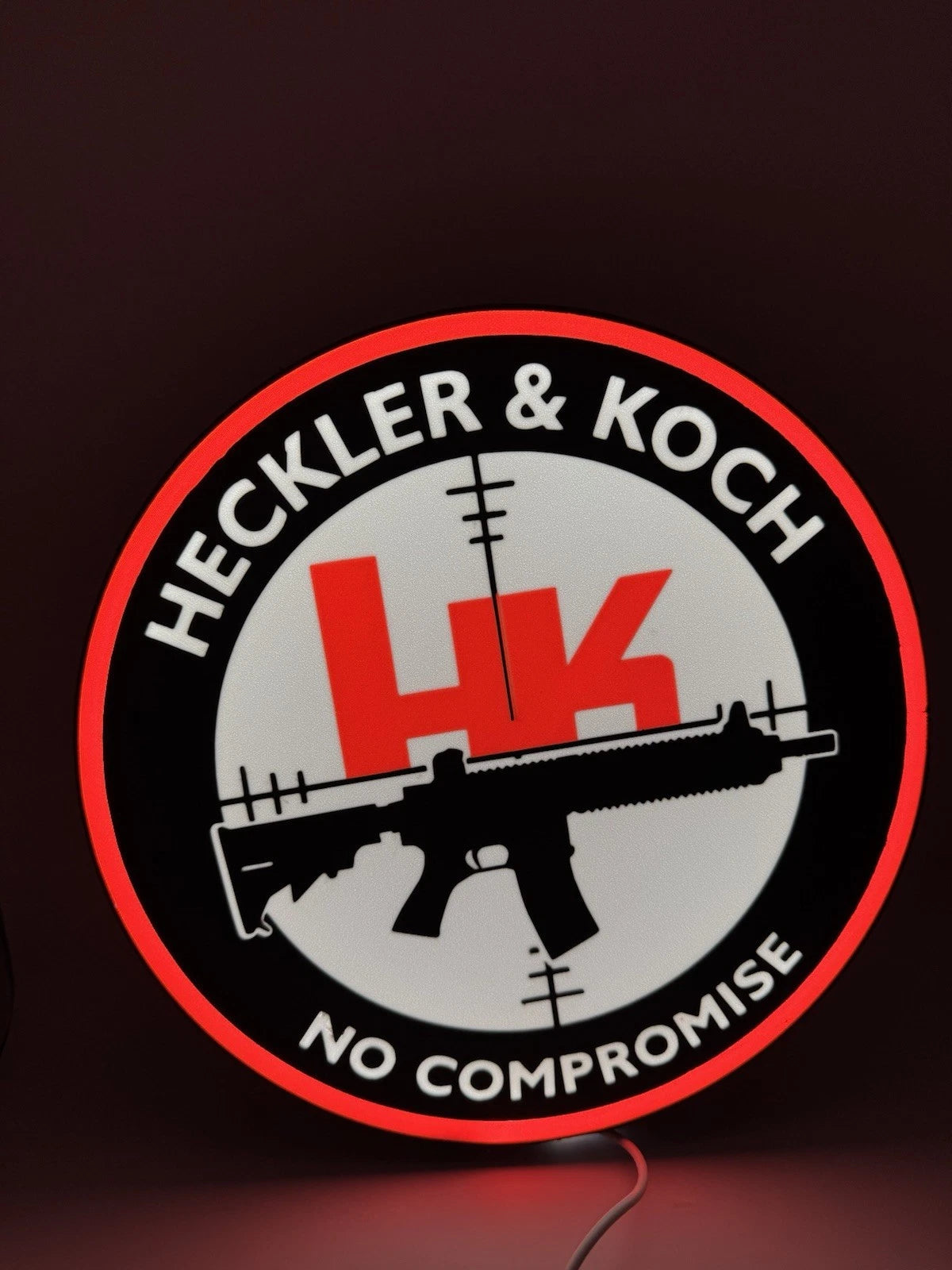 Heckler & Koch - No Compromise Light Up LED Neon Sign - H&K Shooting Rifle 2a