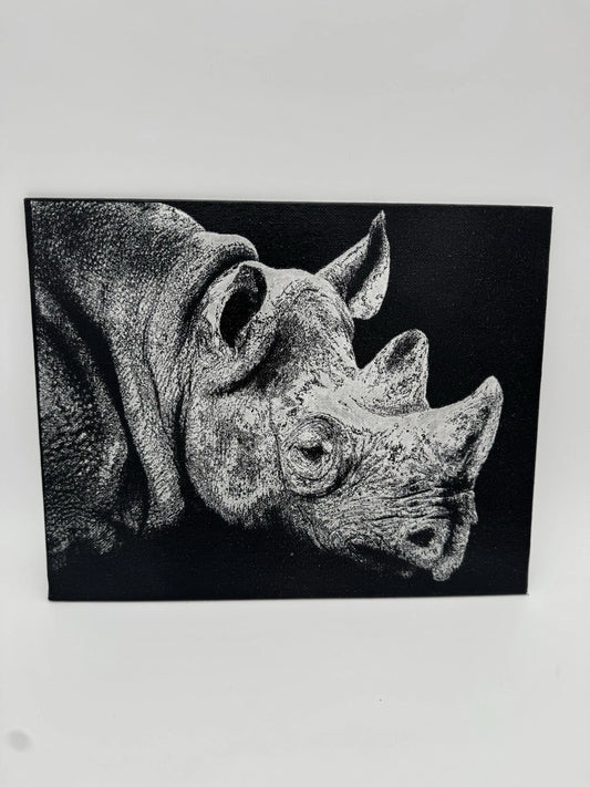 White Rhino - Oil On Canvas 8x10 Original Artwork