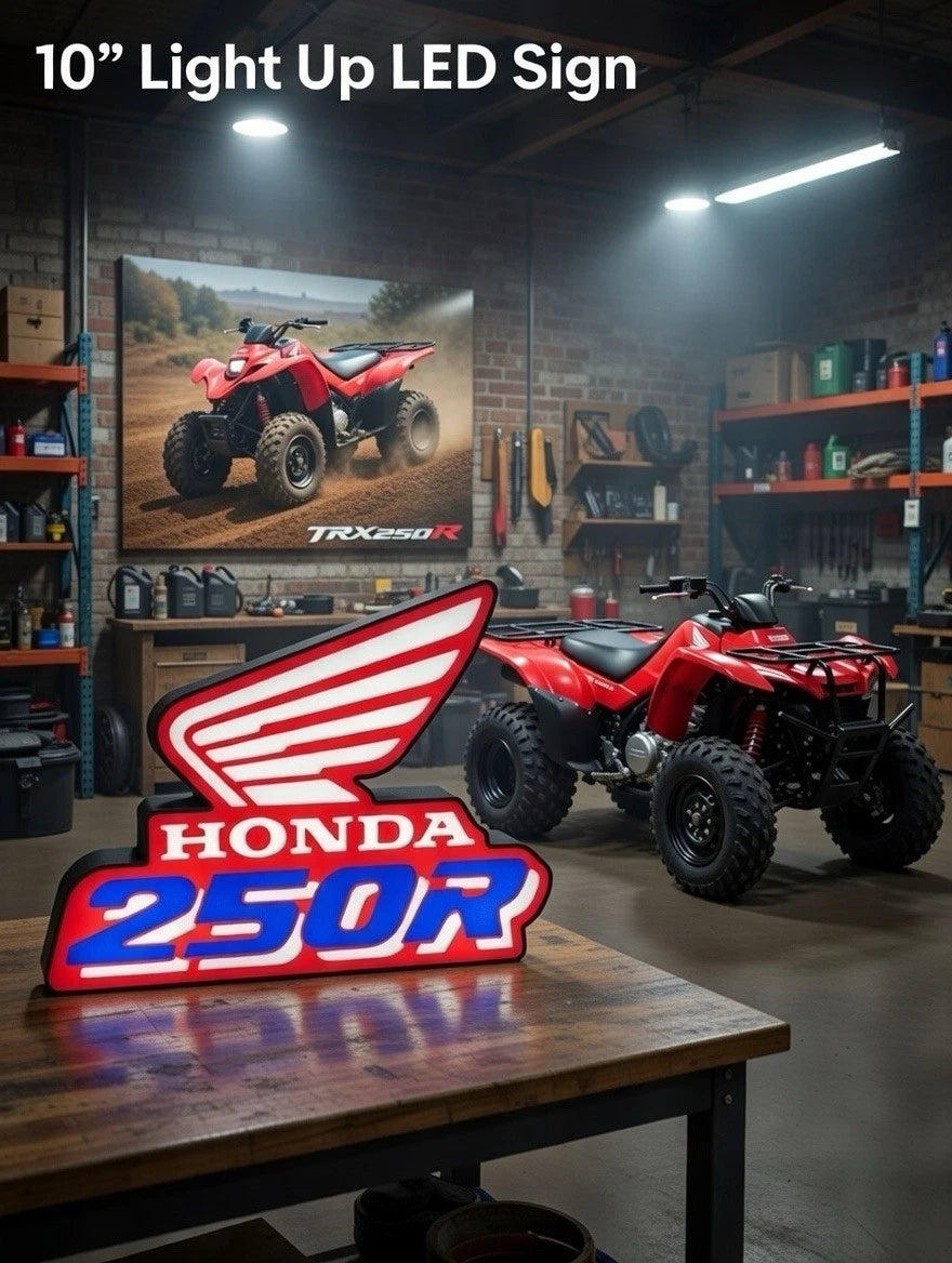 Retro TRX ATC 250R Honda LED Light Up Sign Vintage Motocross ATV Three Wheeler