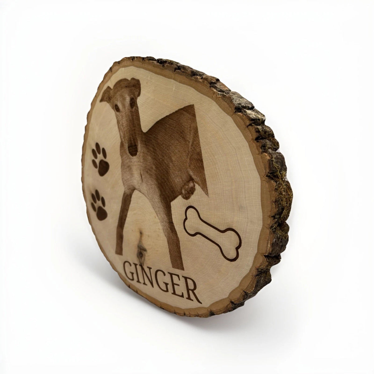 Custom Pet Portrait Wood Slice Sign | Rustic Pet Memorial Gift | 10x10" Size