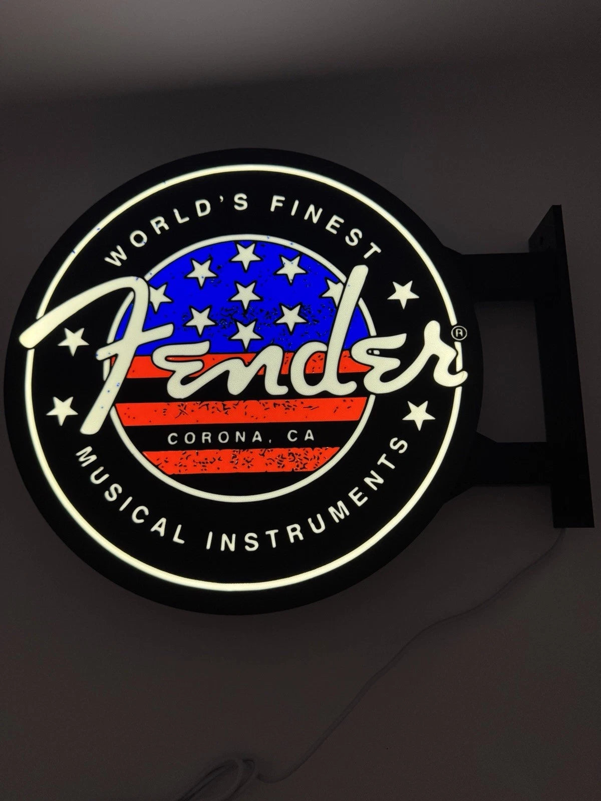 Fender Guitars 13”  Pub Style Dual Side Light Up LED Sign Gas Station Mancave