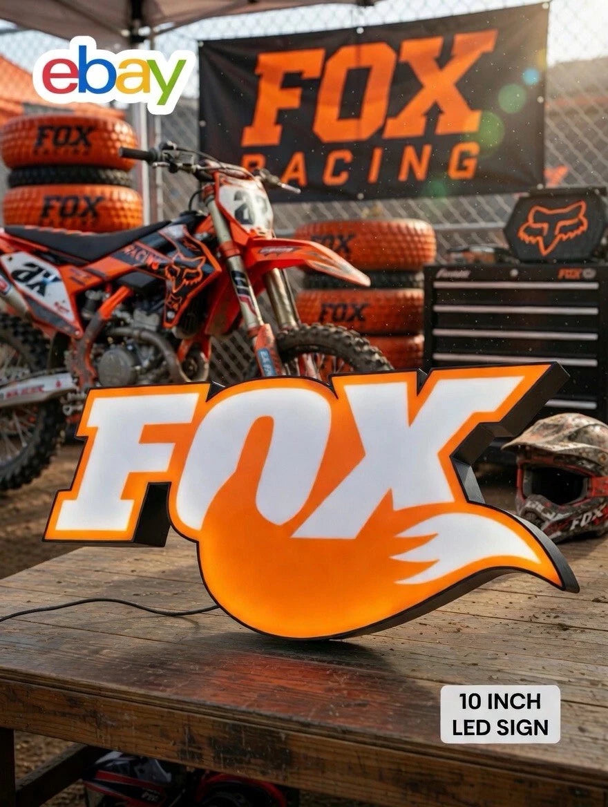 Fox Racing Light Up LED Neon Sign MX shocks Motocross Helmet Jersey Honda