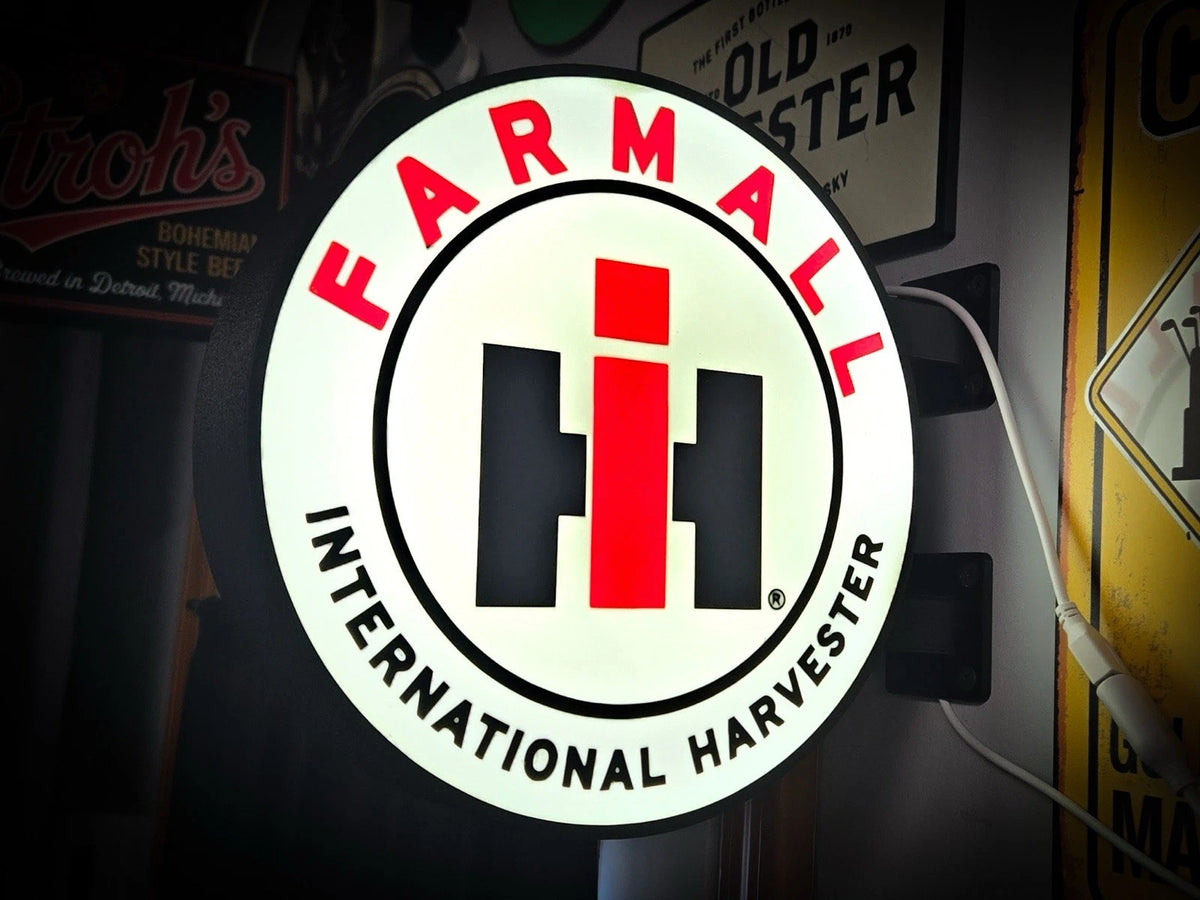 International Harvester Farmall 13”  Pub Style Dual Side Light Up LED Sign
