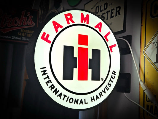 International Harvester Farmall 13”  Pub Style Dual Side Light Up LED Sign