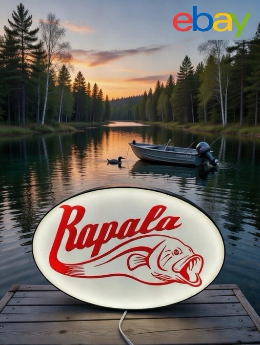 Rapala Fishing Light Up LED Neon Sign Bass Fish Vintage Crappie Walleye Reel Rod