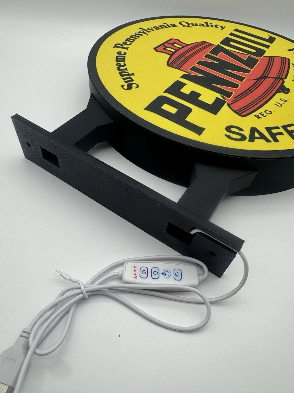Pennzoil 13”  Pub Style Dual Side Light Up LED Sign Gas Station Pub Bar Mancave