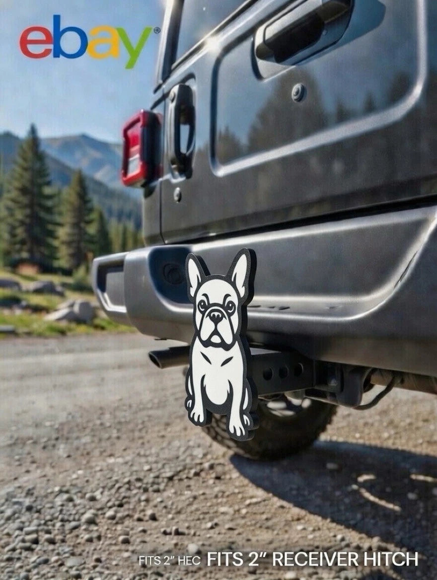 French Bulldog Hitch Receiver Cover – Fits 2”  – Multiple Designs Available