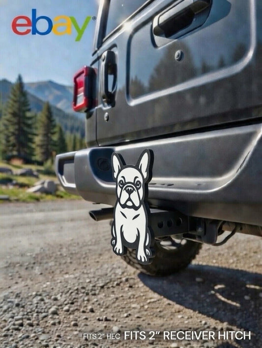 French Bulldog Hitch Receiver Cover – Fits 2”  – Multiple Designs Available