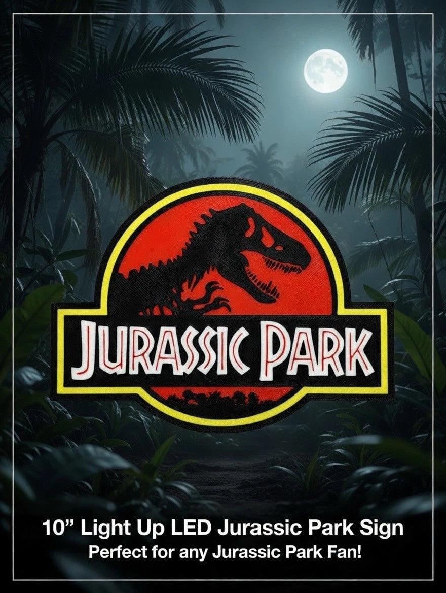 Jurassic Park Light Up LED Neon Sign USB Powered - Dinosaurs Movie Night