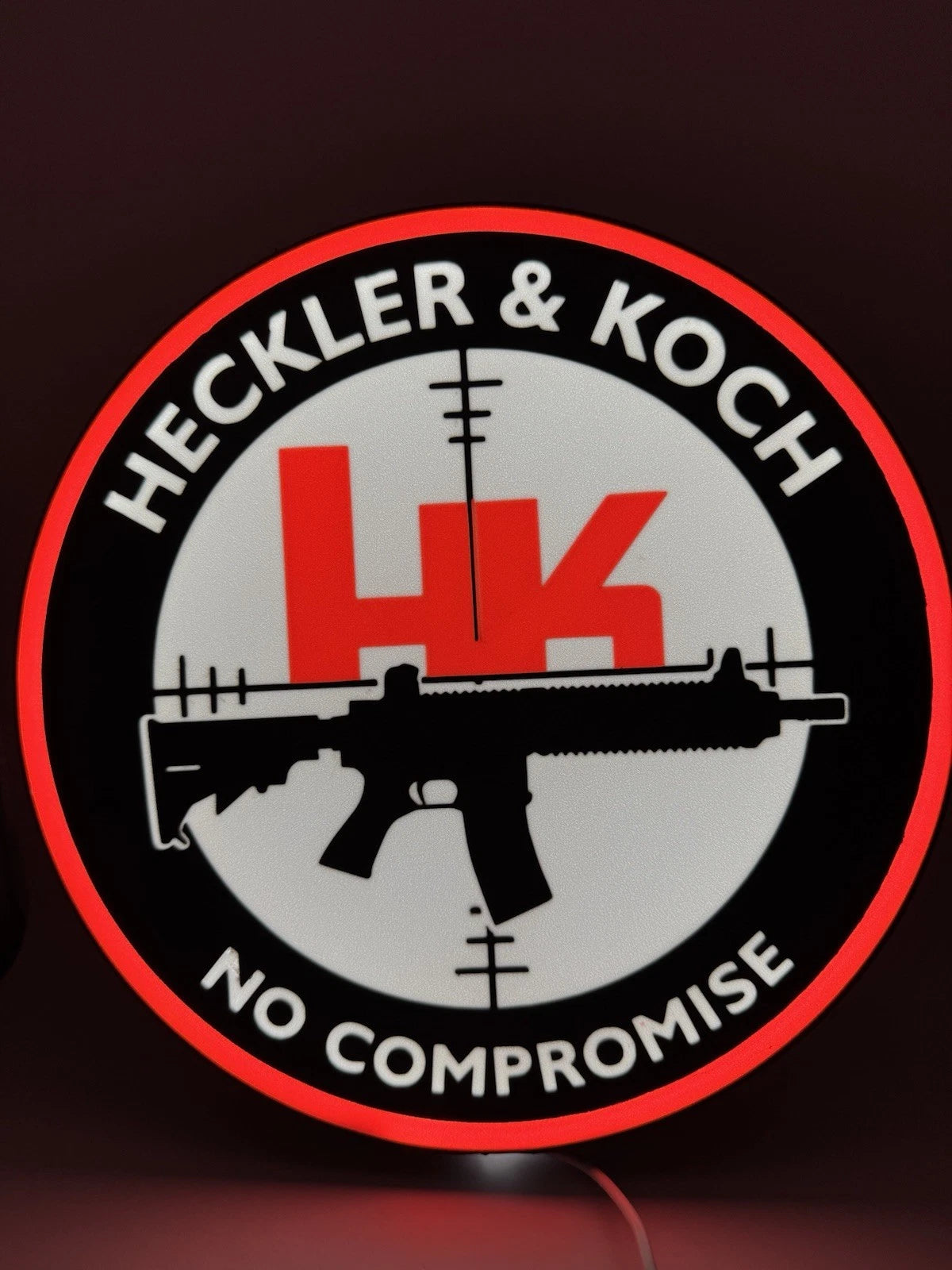 Heckler & Koch - No Compromise Light Up LED Neon Sign - H&K Shooting Rifle 2a