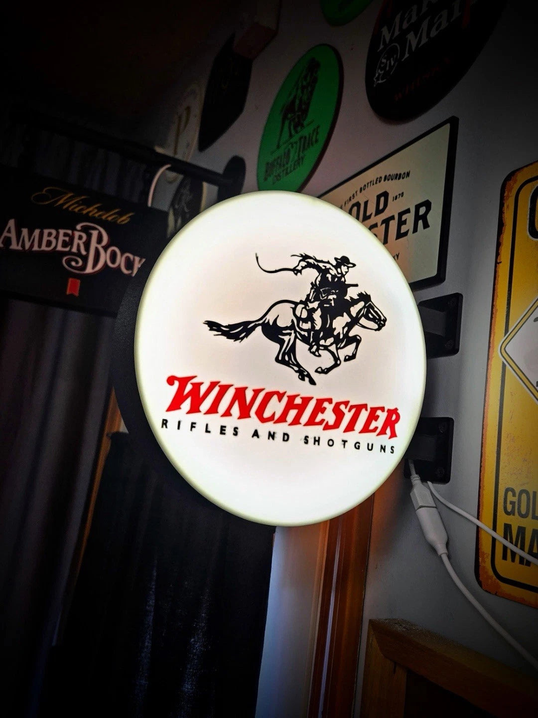 Winchester Firearms - 13”  Pub Style Dual Side Light Up LED Sign Pub Bar Mancave