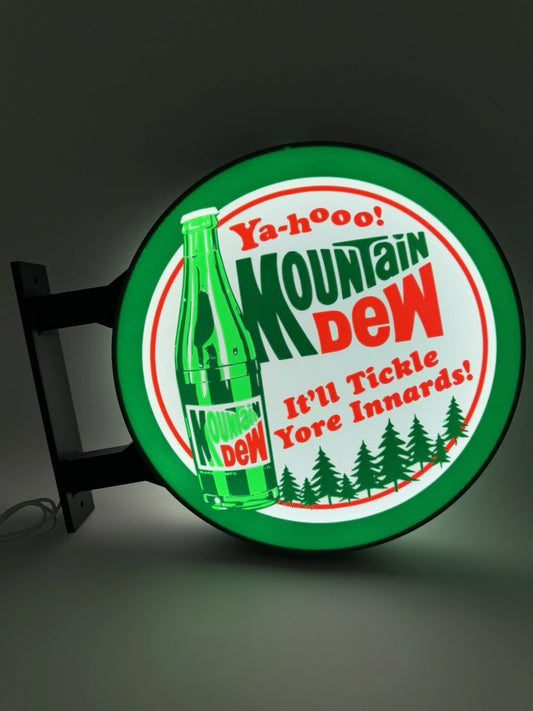 Mountain Dew - 13”  Pub Style Dual Side Light Up LED Sign Pub Bar Mancave Soda