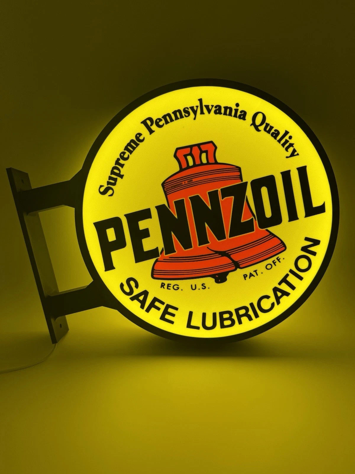 Pennzoil 13”  Pub Style Dual Side Light Up LED Sign Gas Station Pub Bar Mancave