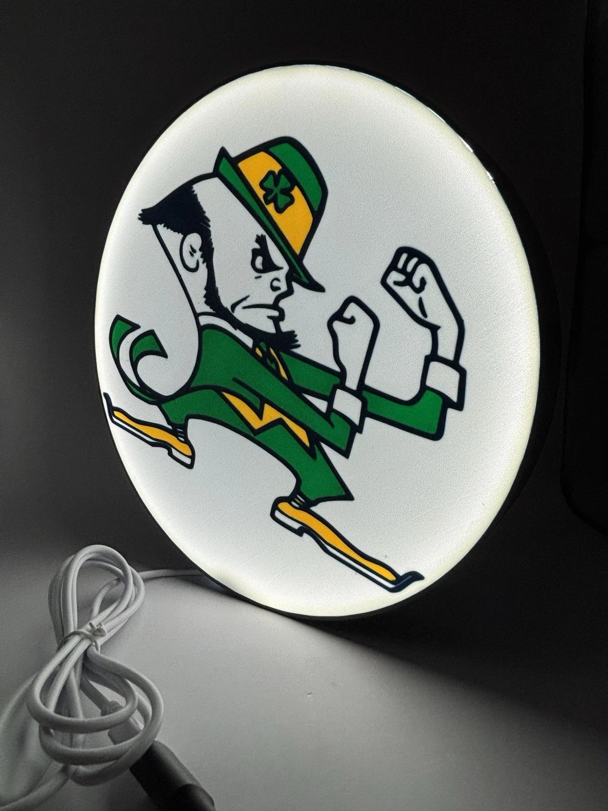 Fighting Irish Round - Light Up LED Sign - Notre Dame University Fighting Irish