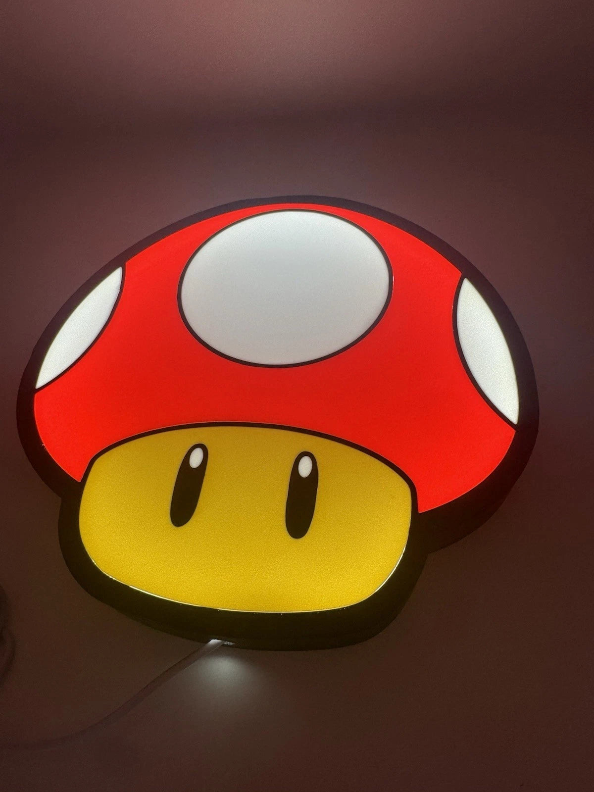 Mario Mushroom -  Light Up LED Sign With USB Plug - 90s Retro Nintendo