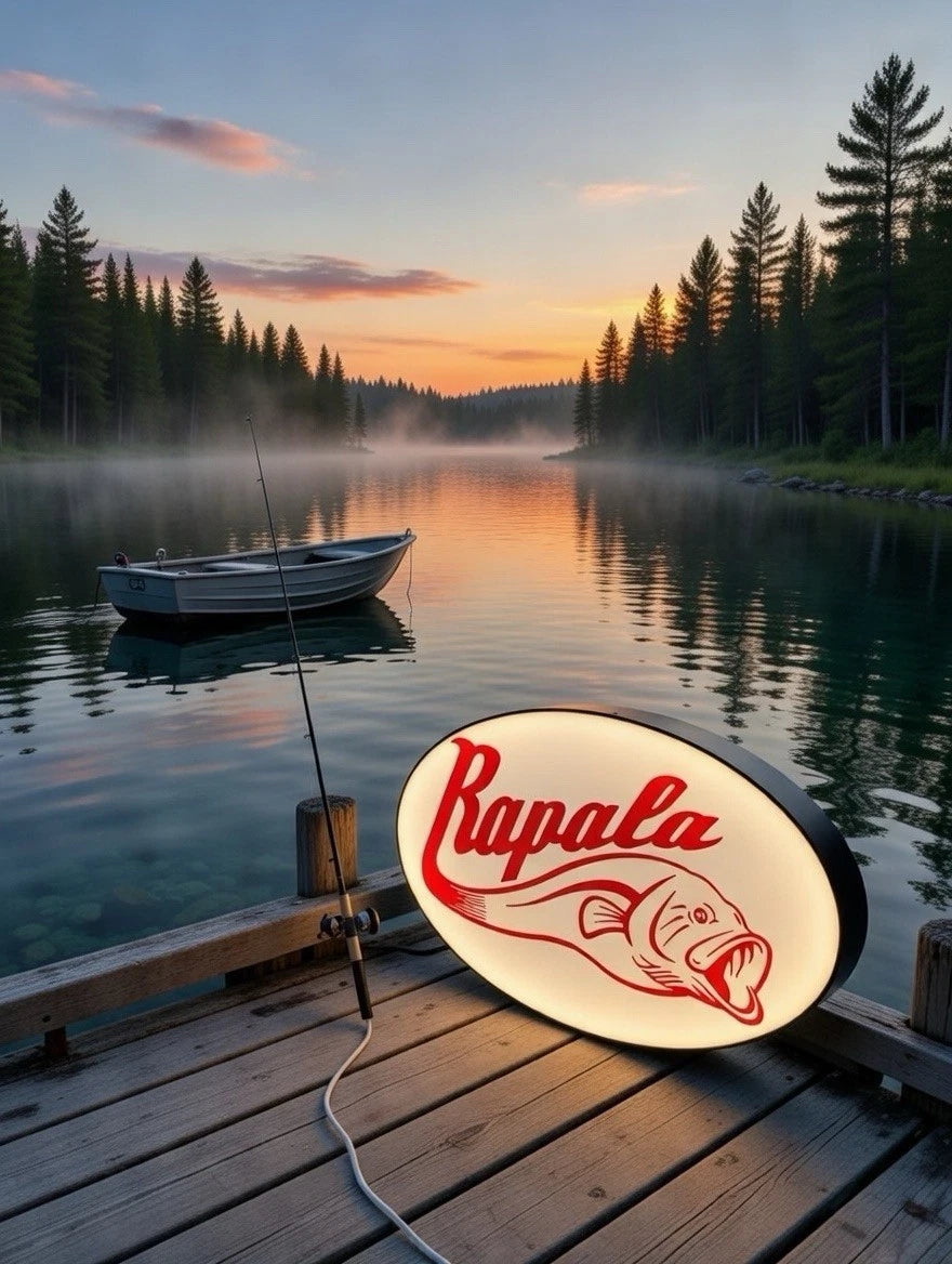 Rapala Fishing Light Up LED Neon Sign Bass Fish Vintage Crappie Walleye Reel Rod