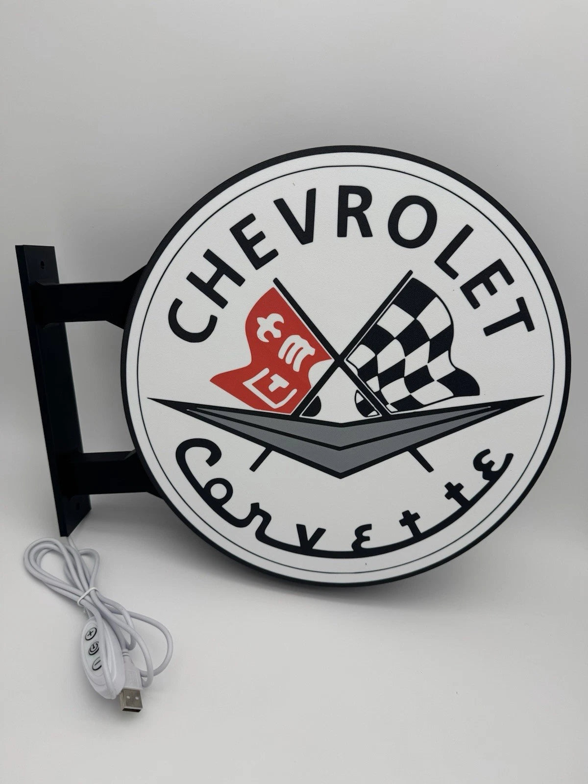 Chevrolet Corvette 13”  Pub Style Dual Side Light Up LED Sign Mancave Garage Pub
