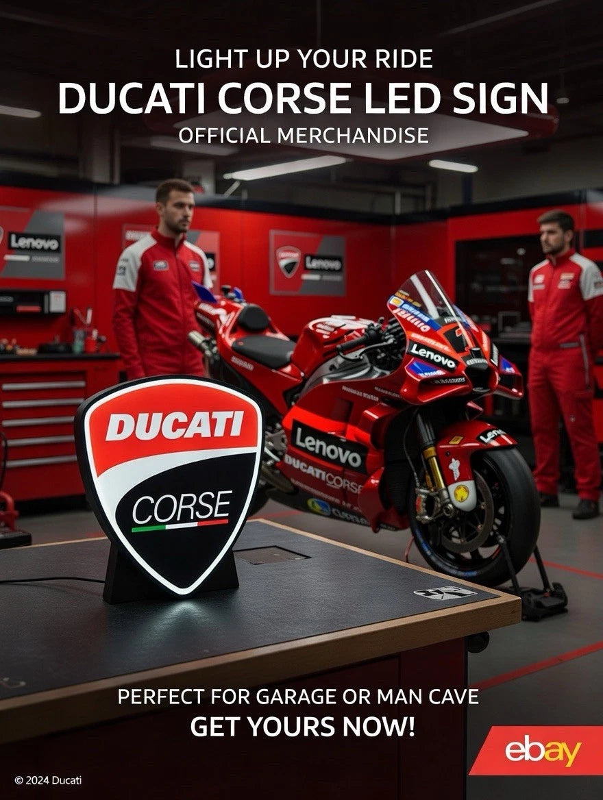 Ducati Motorcycle Corse Light Up LED Sign Monster Panigale Hypermotard Diavel