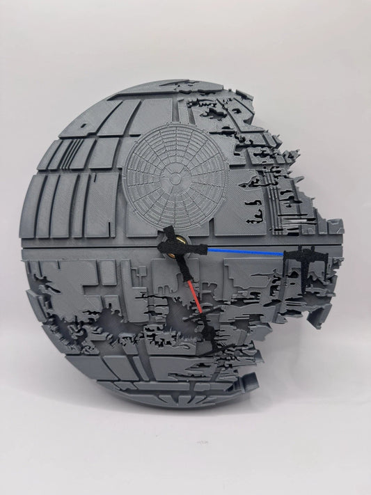 Star Wars Death Star Wall Clock - Tie Fighter X Wing Lightsaber 10.5”