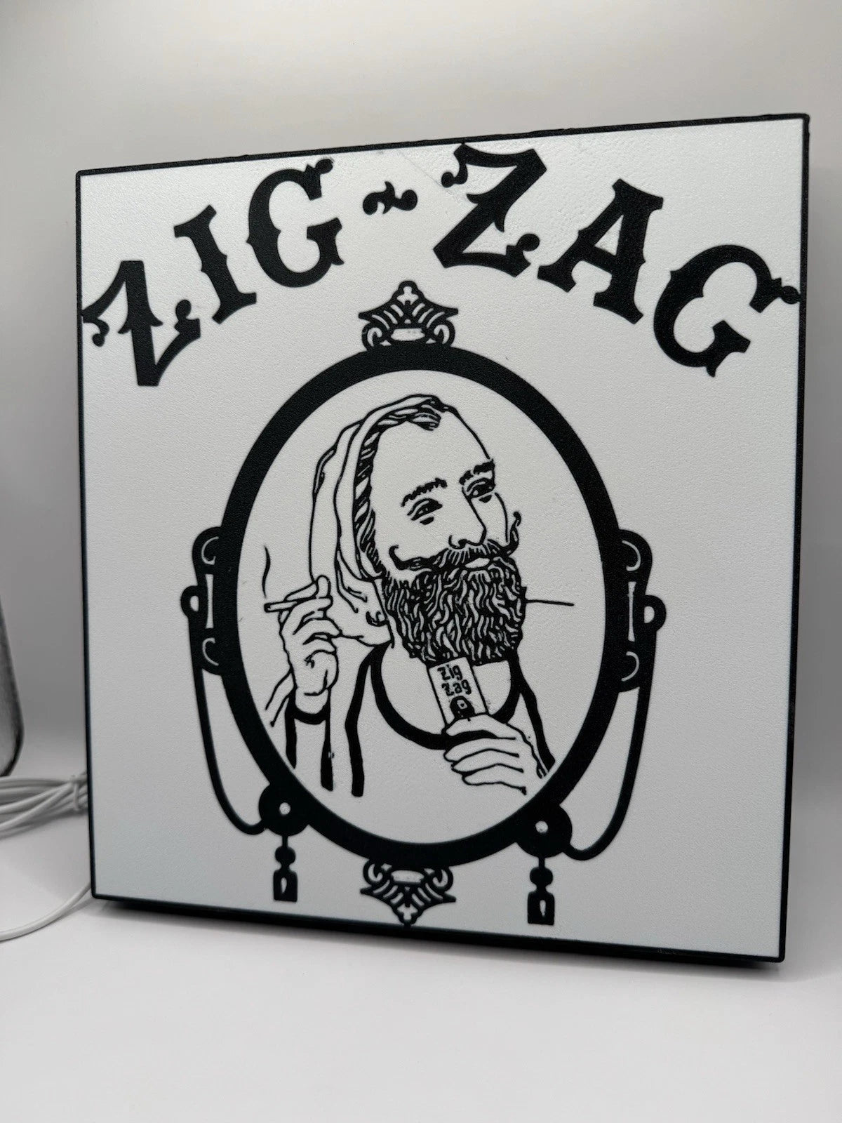 Zig Zag Man Light Up LED Neon Sign - Raw Hemp Rolling Smoking Vintage