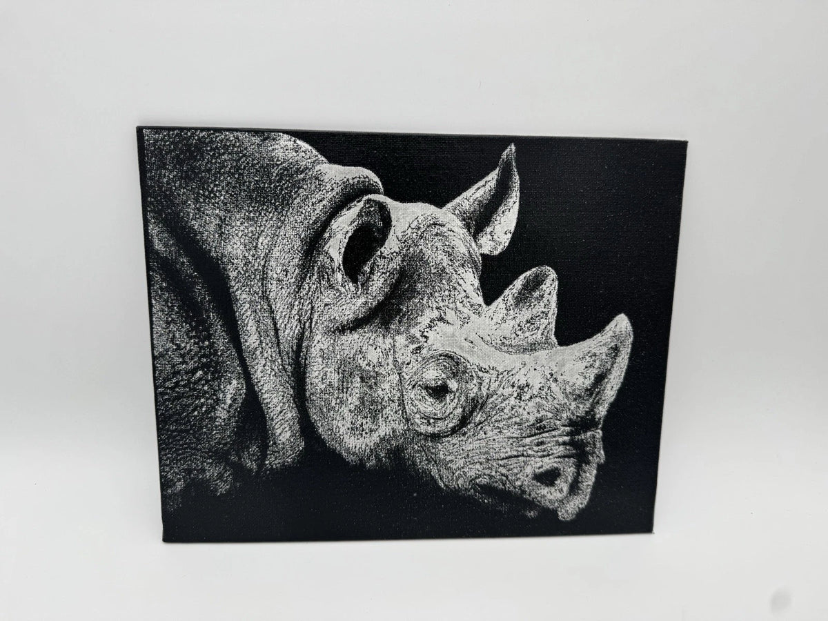 White Rhino - Oil On Canvas 8x10 Original Artwork