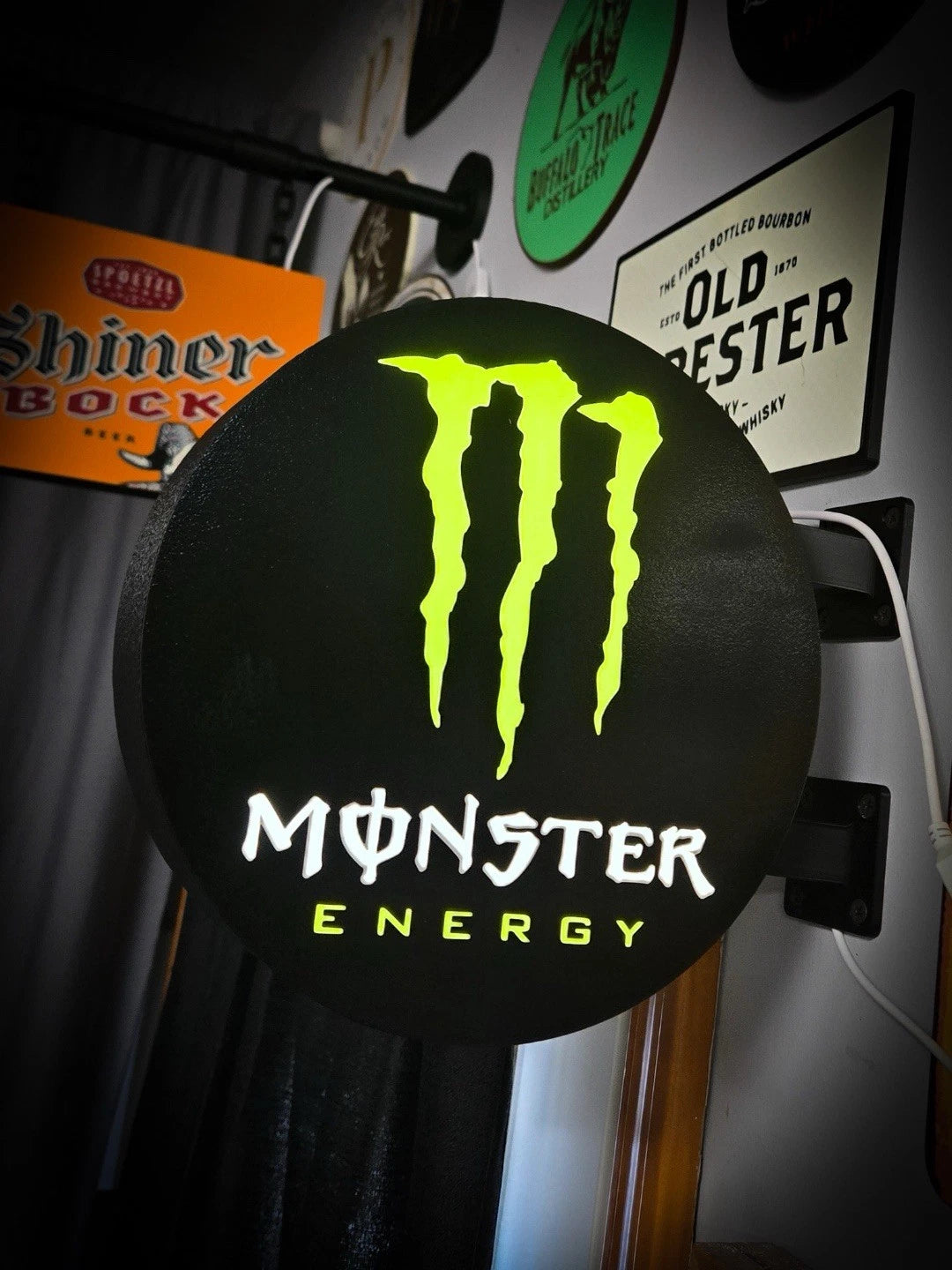 Monster Energy 13”  Pub Style Dual Side Light Up LED Sign Pub Bar Mancave