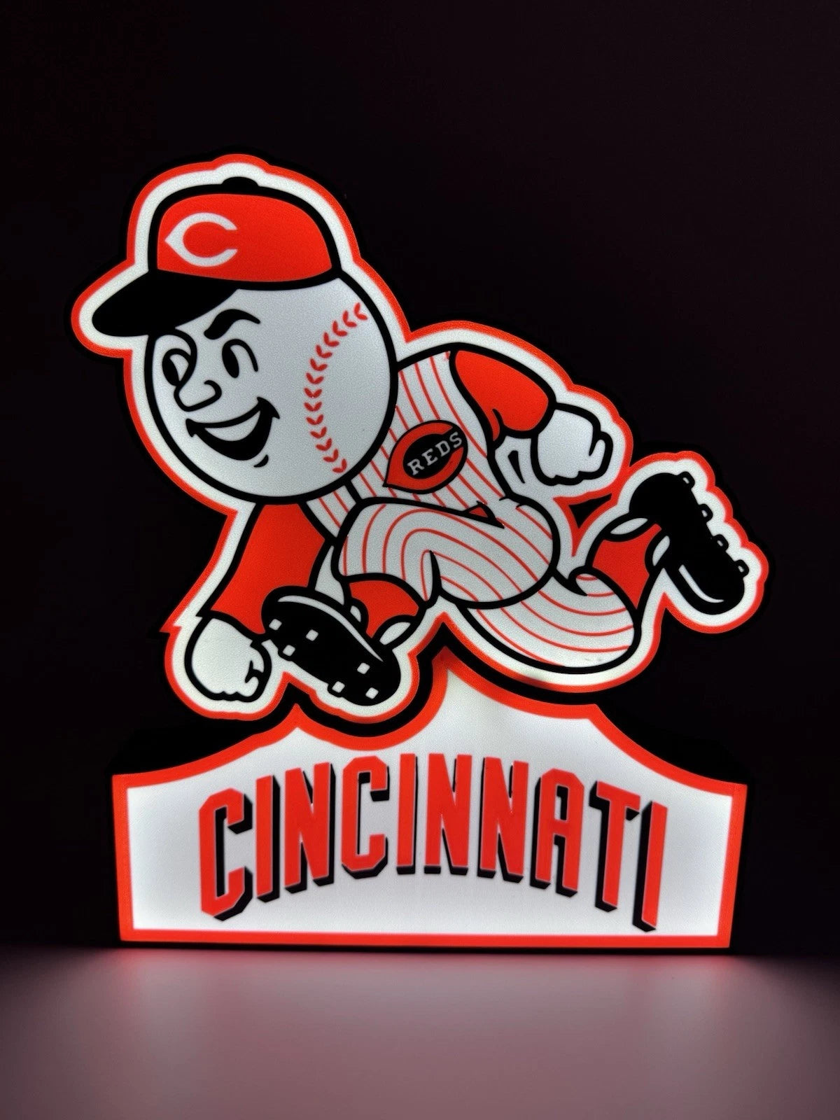 Cincinnati Reds Mr Red LED Neon Light Up Sign MLB Baseball